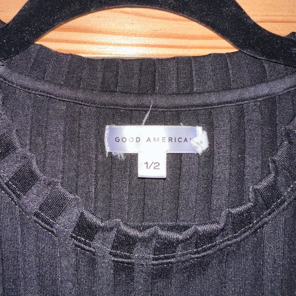 GOOD AMERICAN BLACK RIBBED BOYFRIEND TEE SIZE 1/2 - Picture 3 of 5
